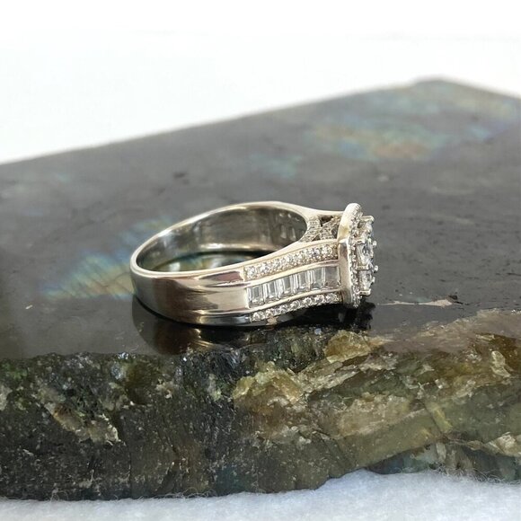Sterling Silver 925 FZN Multi Stone Cubic Zirconia Engagement Ring Sz 6.75 - Picture 5 of 16